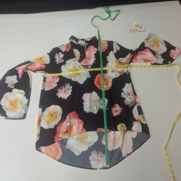 NWT Gianni Bini Choker Neck Black Floral Tunic Size Small - Picture 8 of 14